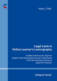 Vorderes Coverbild Legal Lexis in Online Learner’s Lexicography