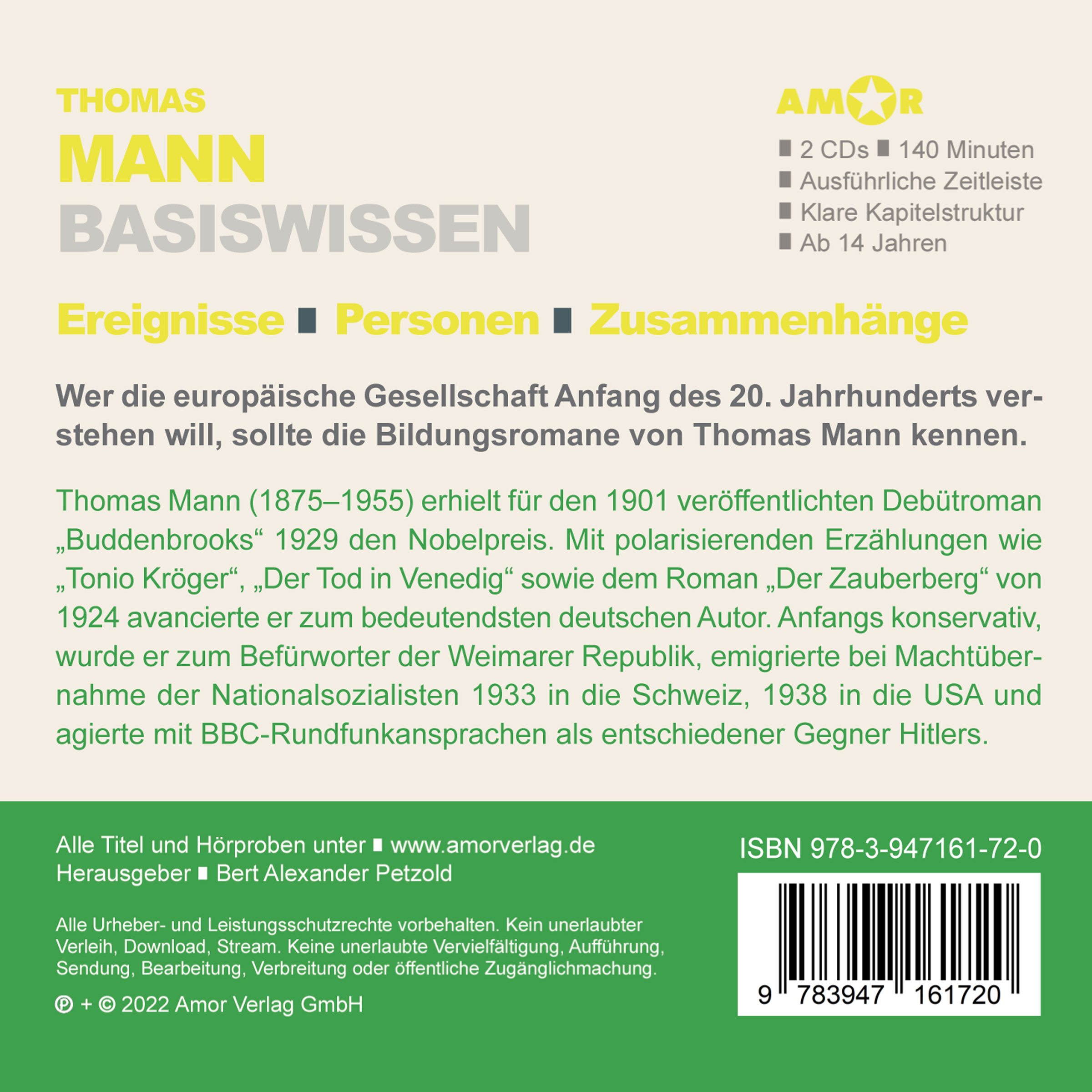 Rückseitencover Thomas Mann (2 CDs) – Basiswissen