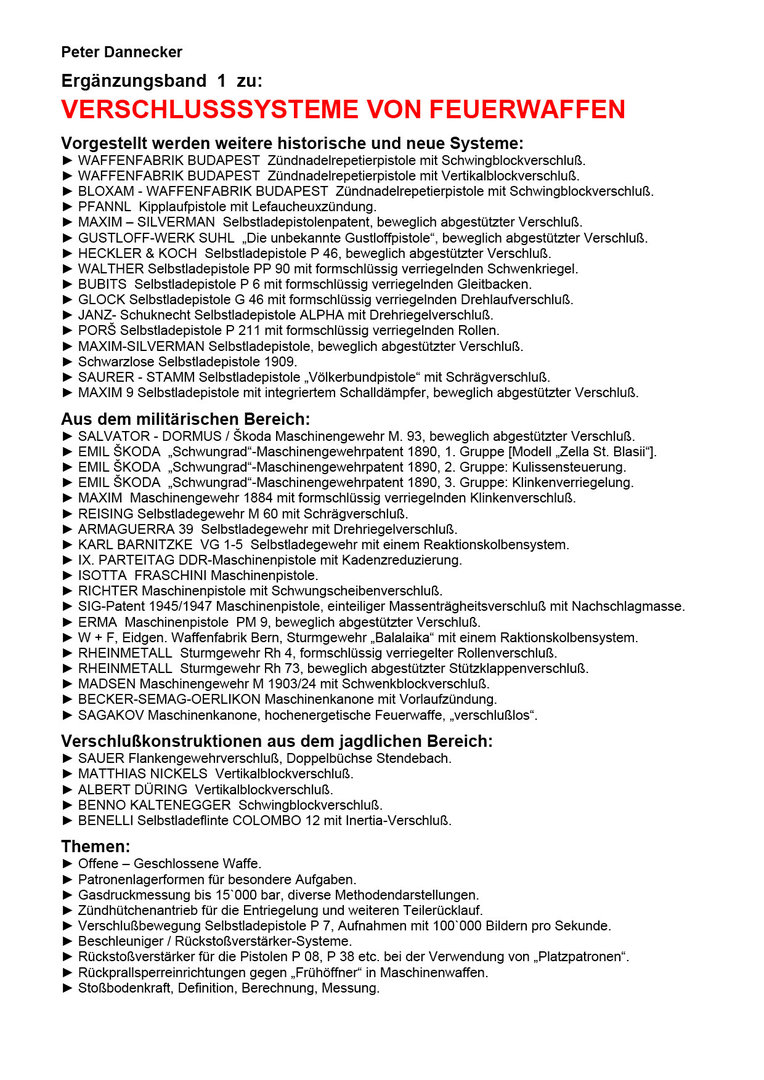 Rückseitencover Verschlusssysteme von Feuerwaffen