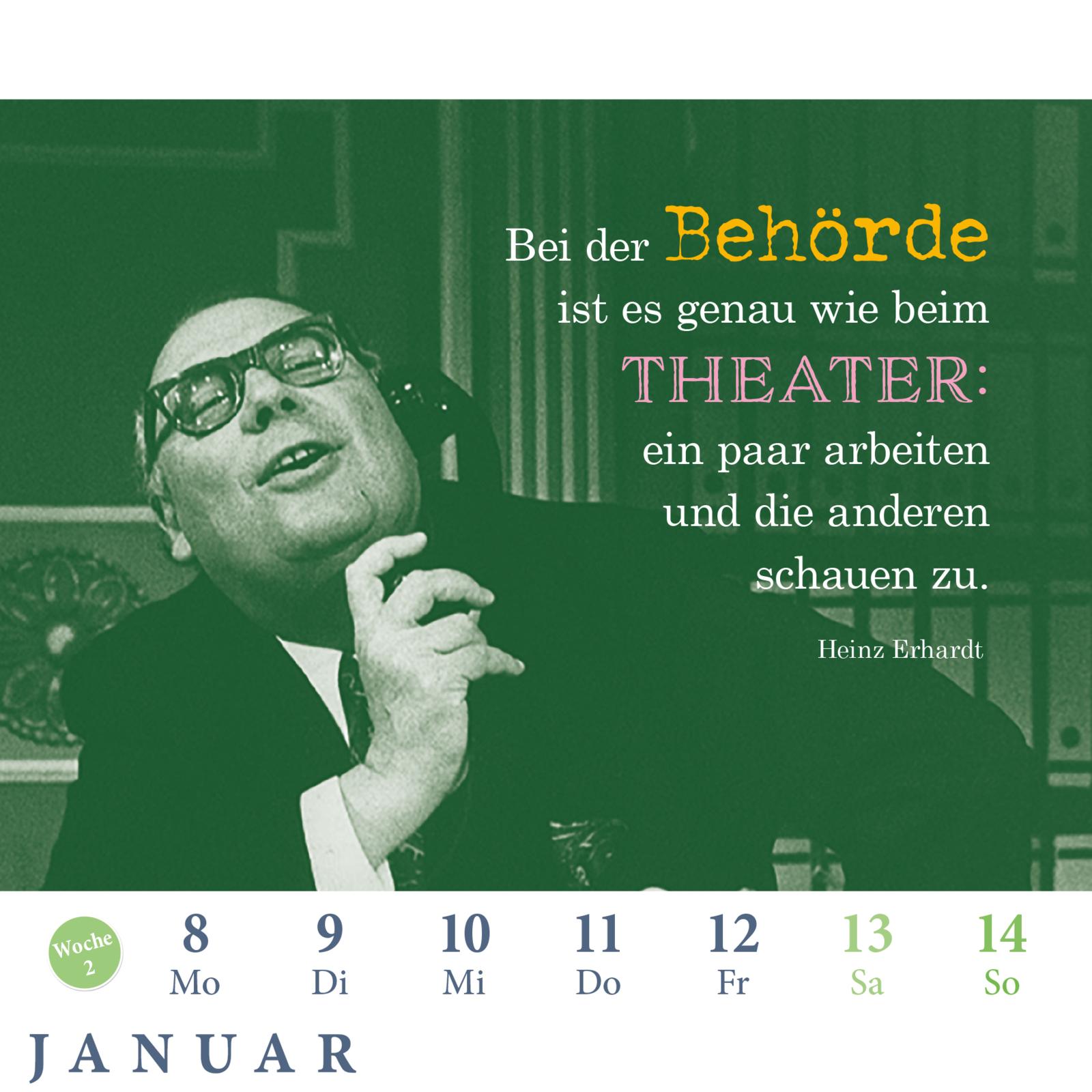 Beispielinhalt (Bild) Heinz Erhardt Postkartenkalender 2024