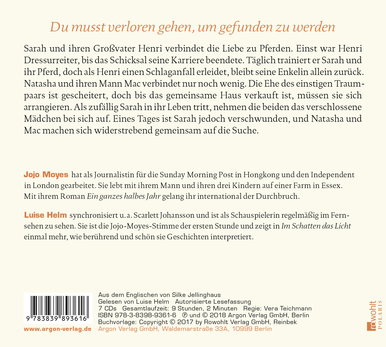 Rückseitencover Im Schatten das Licht
