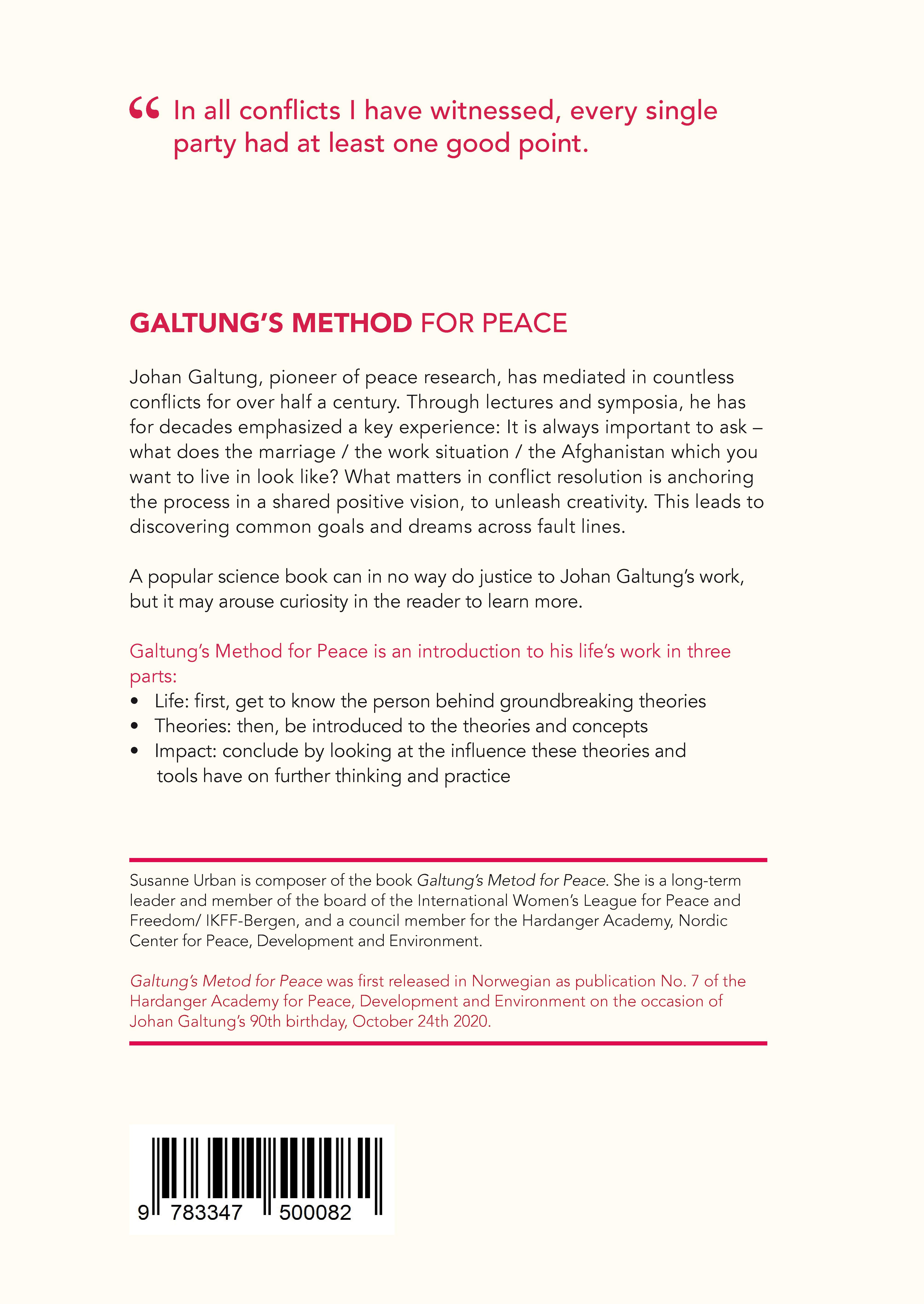 Rückseitencover GALTUNG'S METHOD FOR PEACE