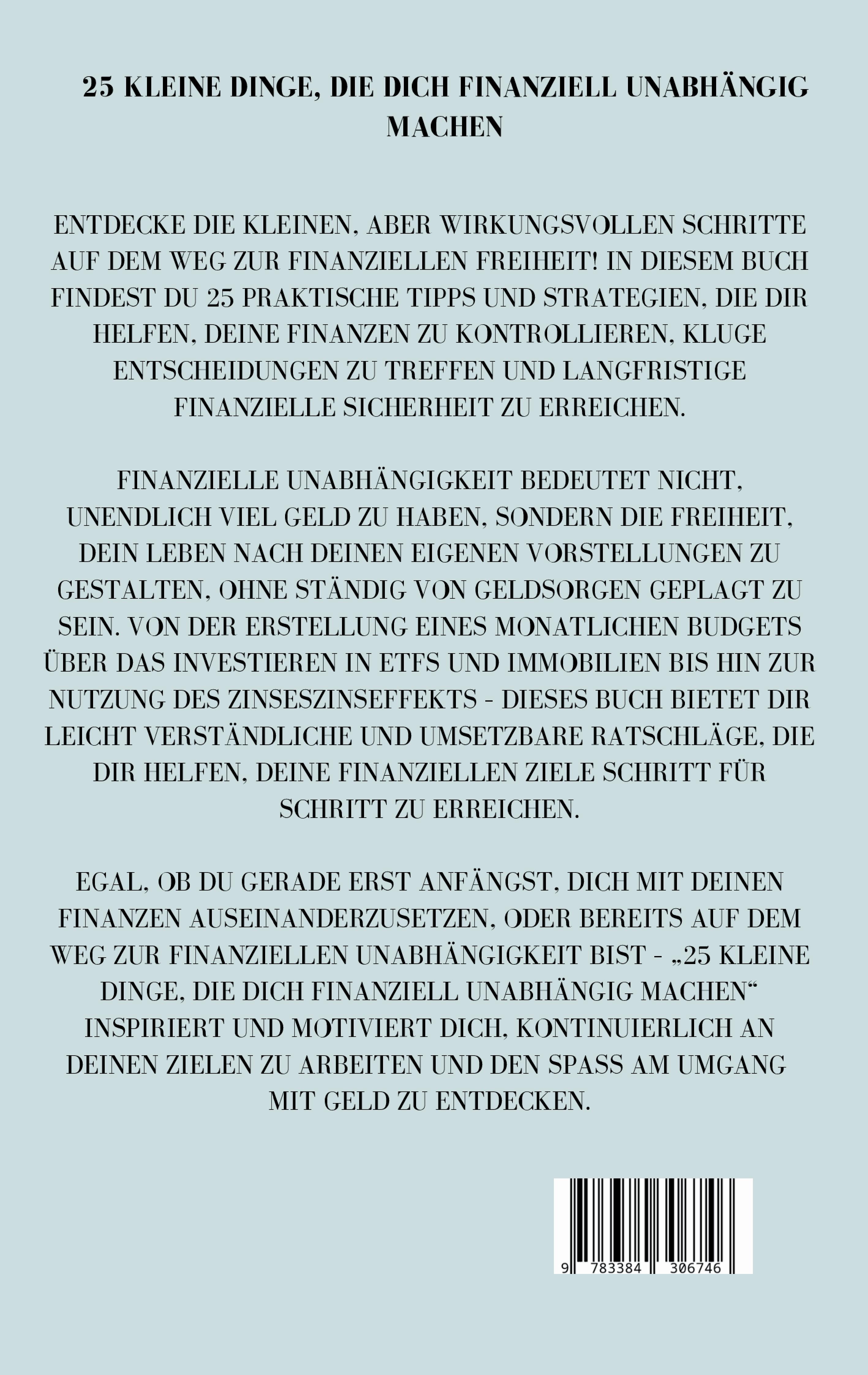 Rückseitencover 25 kleine Dinge, die dich finanziell unabhängig machen