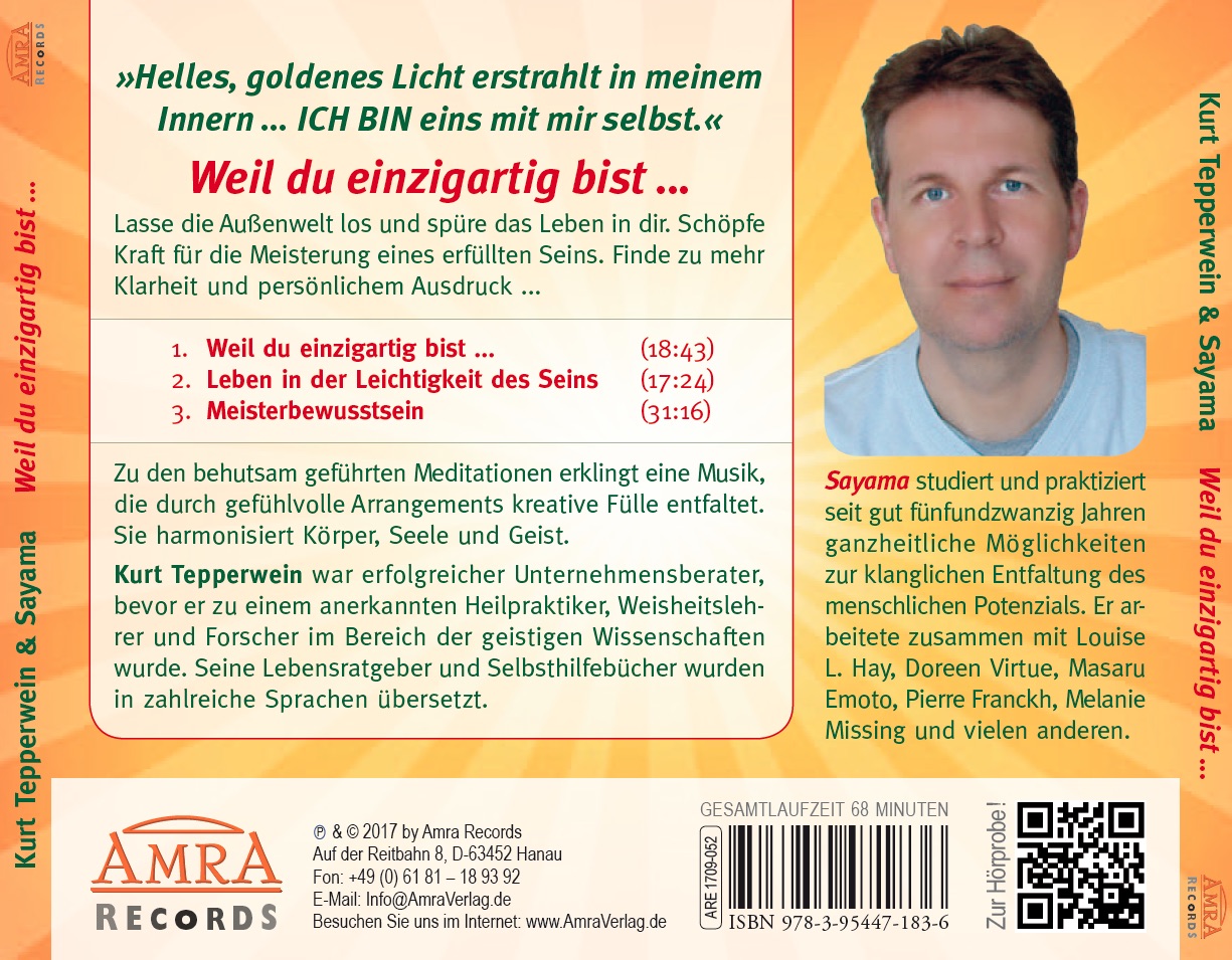 Rückseitencover WEIL DU EINZIGARTIG BIST ...
