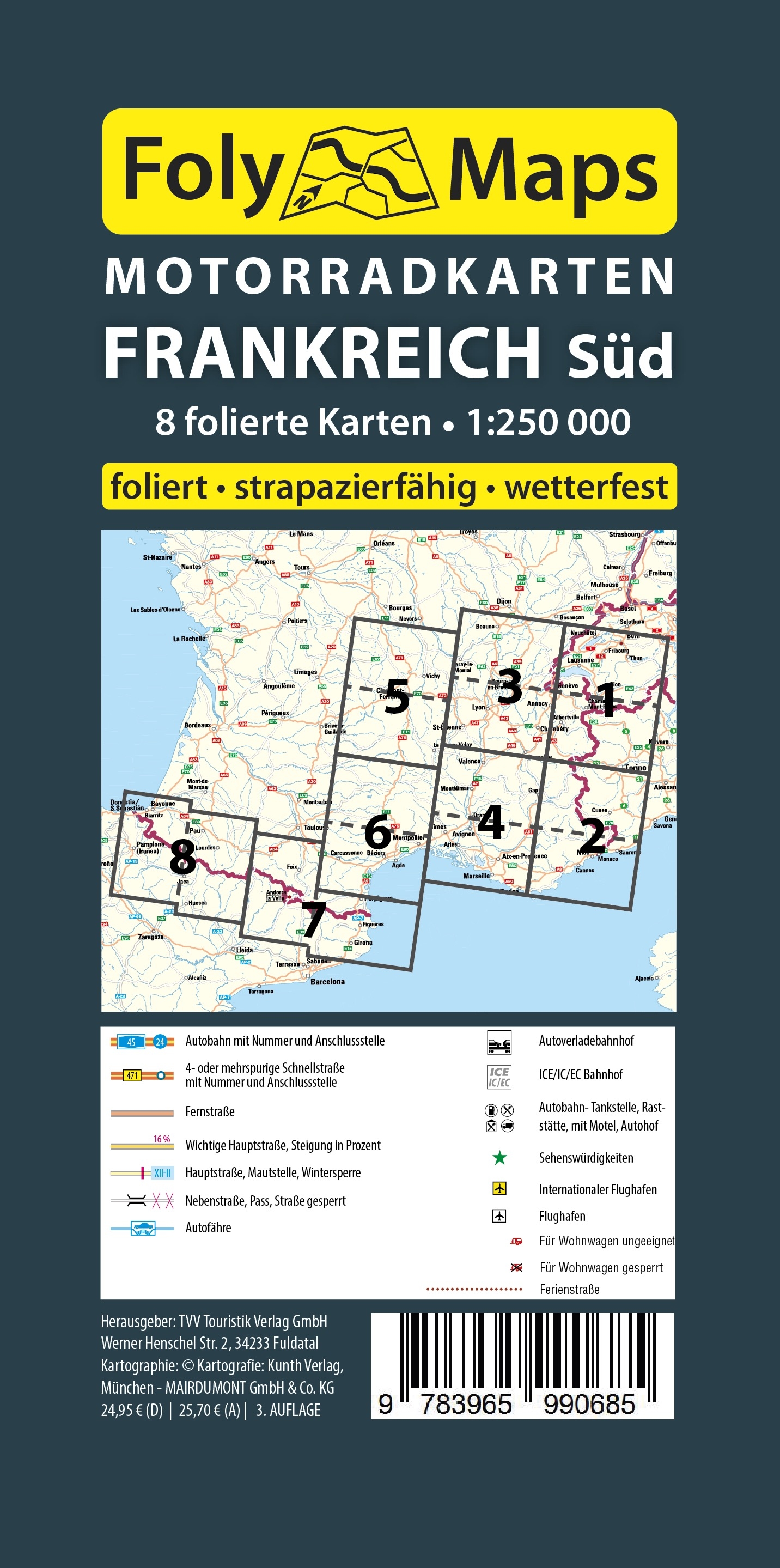Rückseitencover FolyMaps Motorradkarten Frankreich Süd