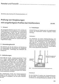 Vorderes Coverbild ift-Richtlinie - Prüfung von Verglasungen mit vorgefertigten Profilen bei Holzfenstern (derzeit in Überarbeitung)
