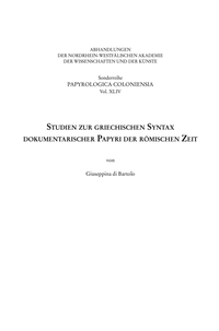 Vorderes Coverbild Studien zur griechischen Syntax dokumentarischer Papyri der römischen Zeit