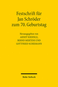Vorderes Coverbild Festschrift für Jan Schröder zum 70. Geburtstag