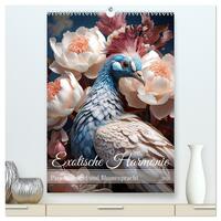 Vorderes Coverbild Exotische Harmonie - Paradiesvögel und Blumenpracht (hochwertiger Premium Wandkalender 2026 DIN A2 hoch), Kunstdruck in Hochglanz