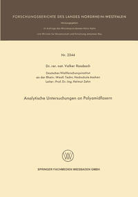 Vorderes Coverbild Analytische Untersuchungen an Polyamidfasern