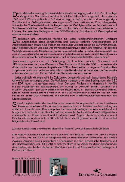 Rückseitencover Politisch Verfolgte in der DDR