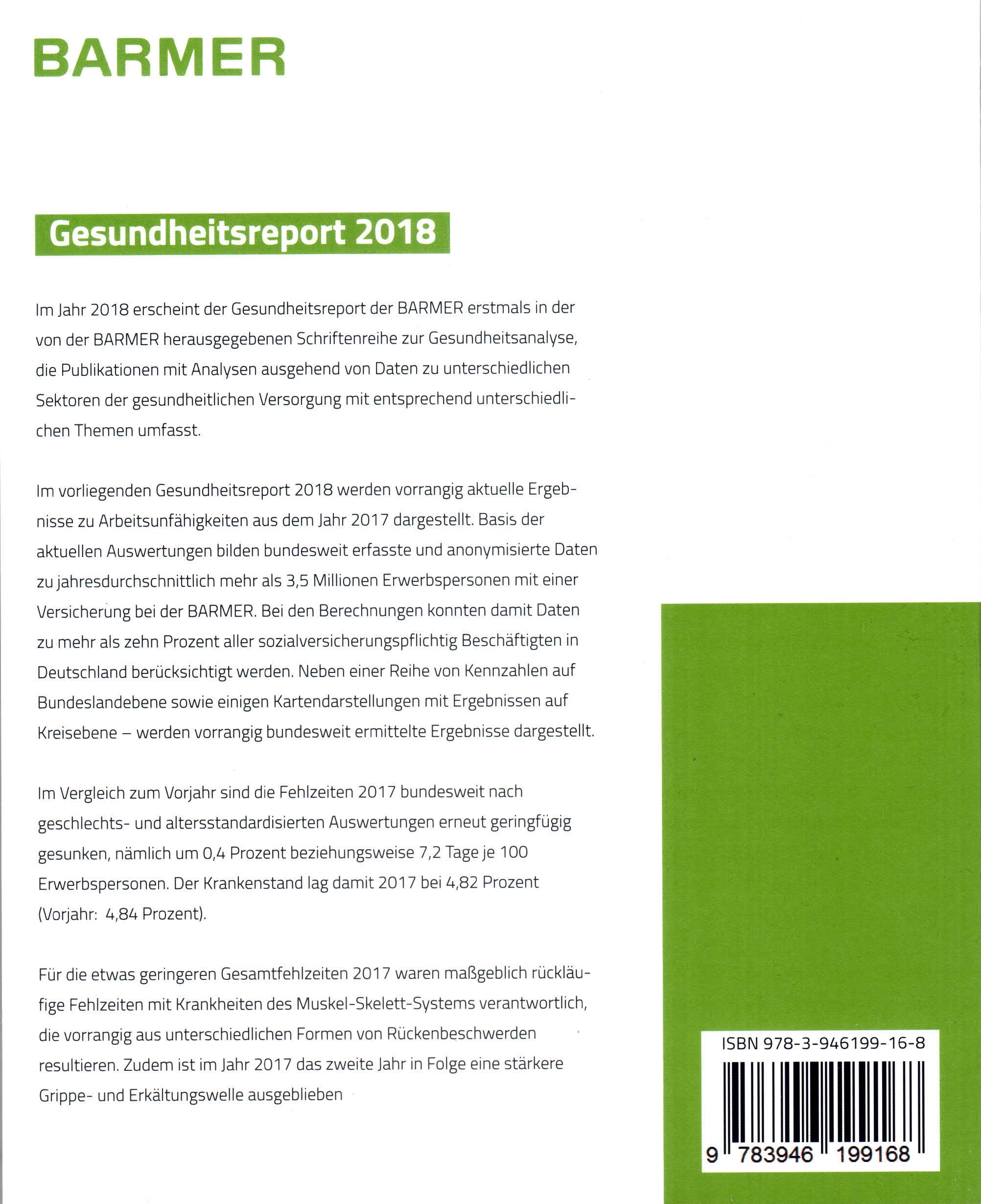 Rückseitencover BARMER Gesundheitsreport 2018