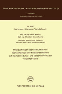 Vorderes Coverbild Untersuchungen über den Einfluß von Werkstoffgefüge und Reaktionsschichten auf das Wälzreibungs- und Verschleißverhalten vergüteter Stähle