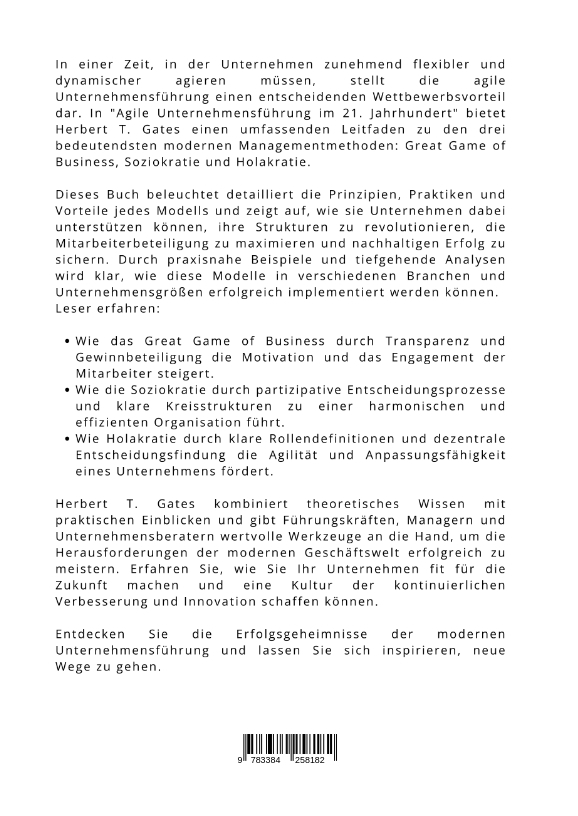 Rückseitencover Agile Unternehmensführung im 21. Jahrhundert