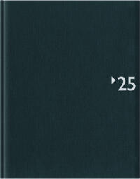 Vorderes Coverbild Zettler - Wochenbuch 2025 anthrazit, 21x26,5cm, Taschenkalender mit 128 Seiten im wattiertem Einband, 1 Woche auf 2 Seiten, Klebebindung, Leinencharakter und internationales Kalendarium