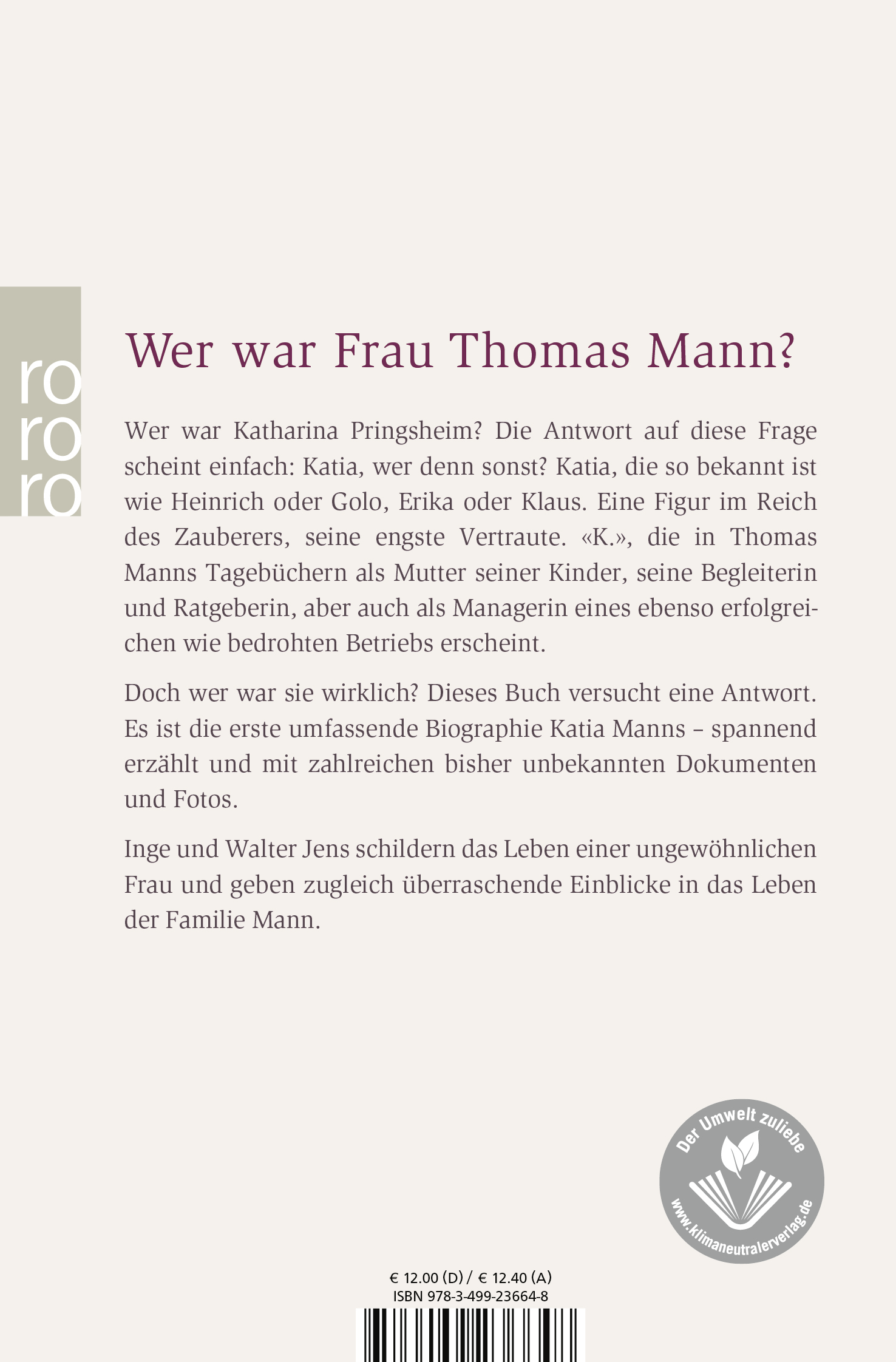 Rückseitencover Frau Thomas Mann