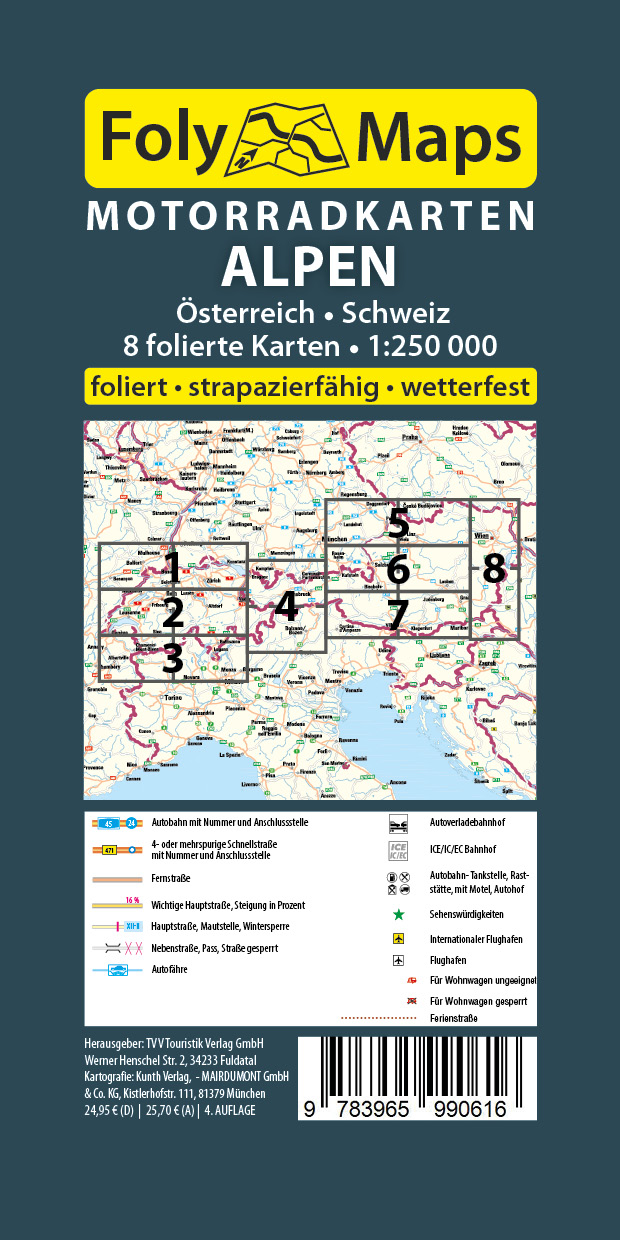 Rückseitencover FolyMaps Motorradkarten Alpen Österreich Schweiz