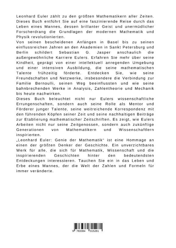Rückseitencover Leonhard Euler: Genie der Mathematik