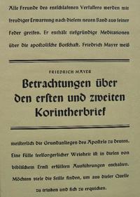 Vorderes Coverbild Betrachtungen über den ersten und zweiten Korintherbrief