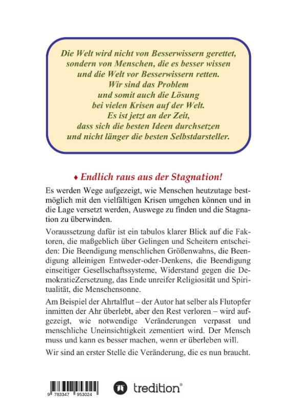 Rückseitencover Die Evolution braucht Dich jetzt