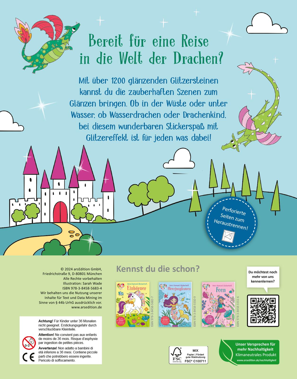 Rückseitencover Mein Diamant-Stickerheft – Drachen