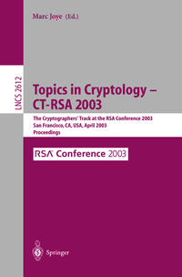 Vorderes Coverbild Topics in Cryptology -- CT-RSA 2003