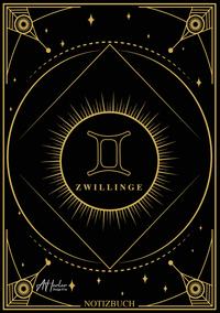 Vorderes Coverbild Edles Notizbuch Sternzeichen Zwillinge | Designed by Alfred Herler