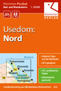 Vorderes Coverbild Klemmer Pocket Rad- und Wanderkarte Usedom: Nord