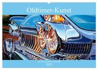 Vorderes Coverbild Oldtimer-Kunst - Alte Autos auf der Leinwand (Wandkalender 2025 DIN A2 quer), CALVENDO Monatskalender