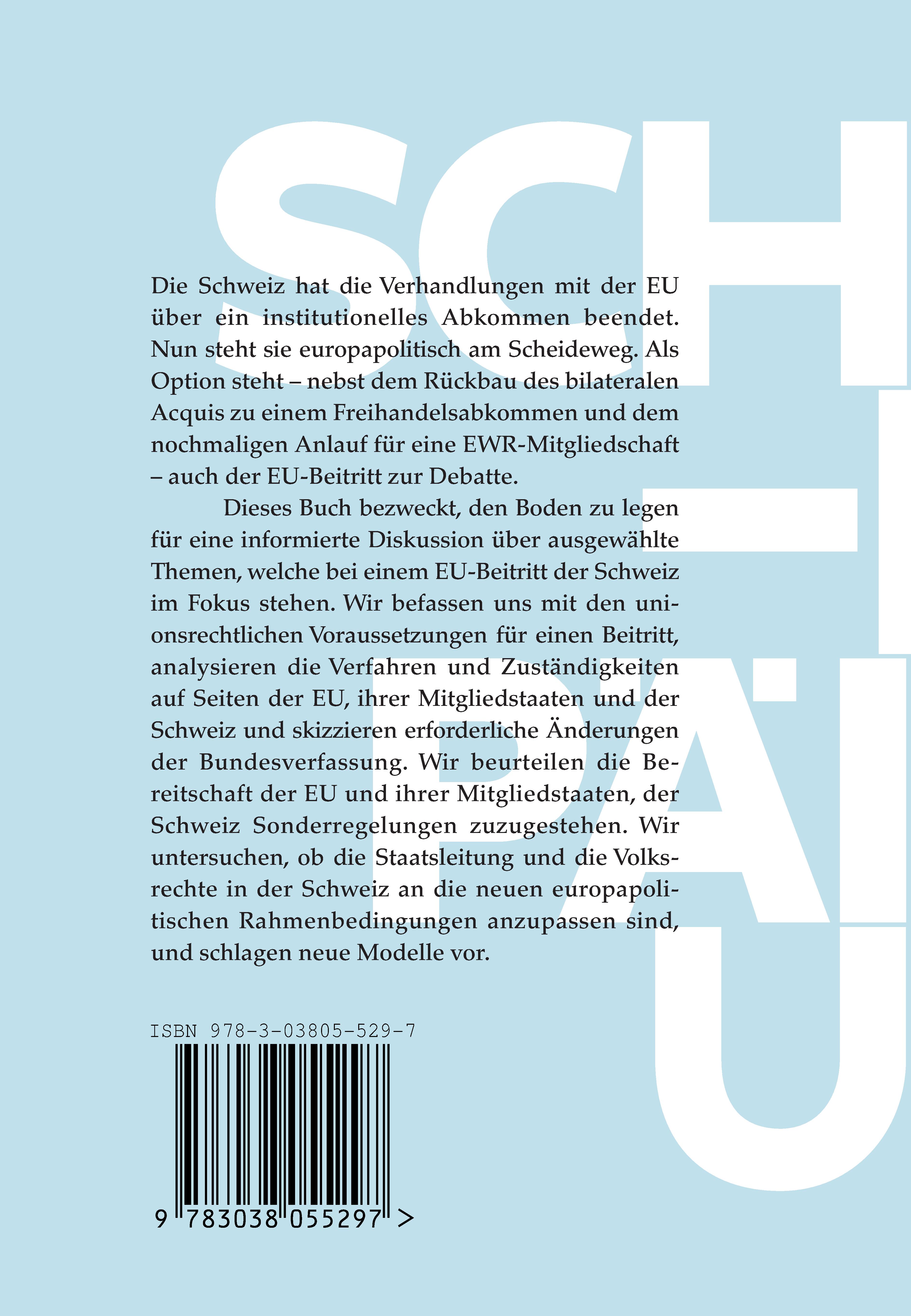 Rückseitencover Der Beitritt der Schweiz zur Europäischen Union