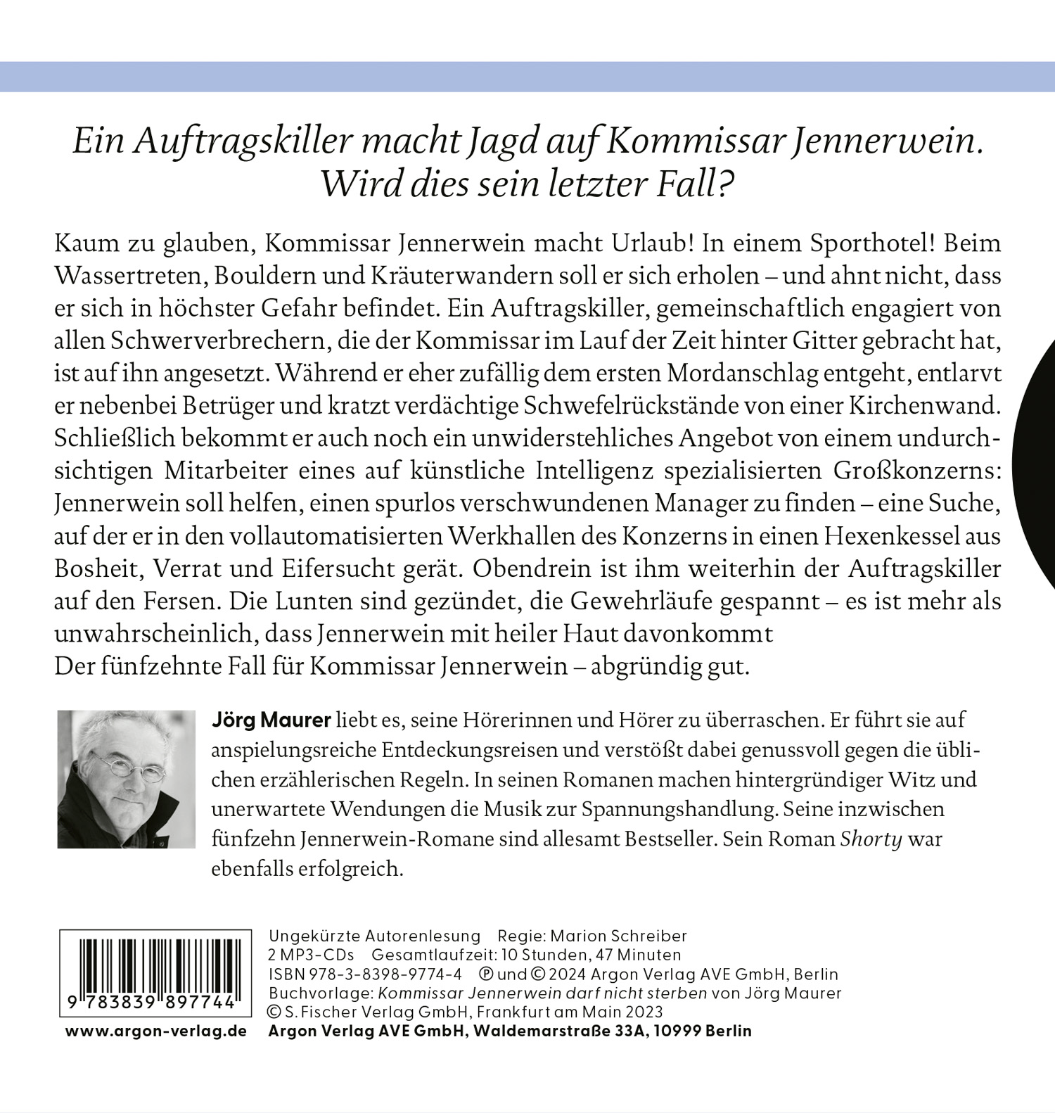 Rückseitencover Kommissar Jennerwein darf nicht sterben