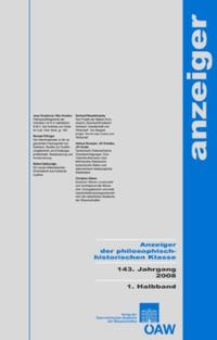 Vorderes Coverbild Anzeiger der philosphisch-historischen Klasse 142. Jahrgang 2007