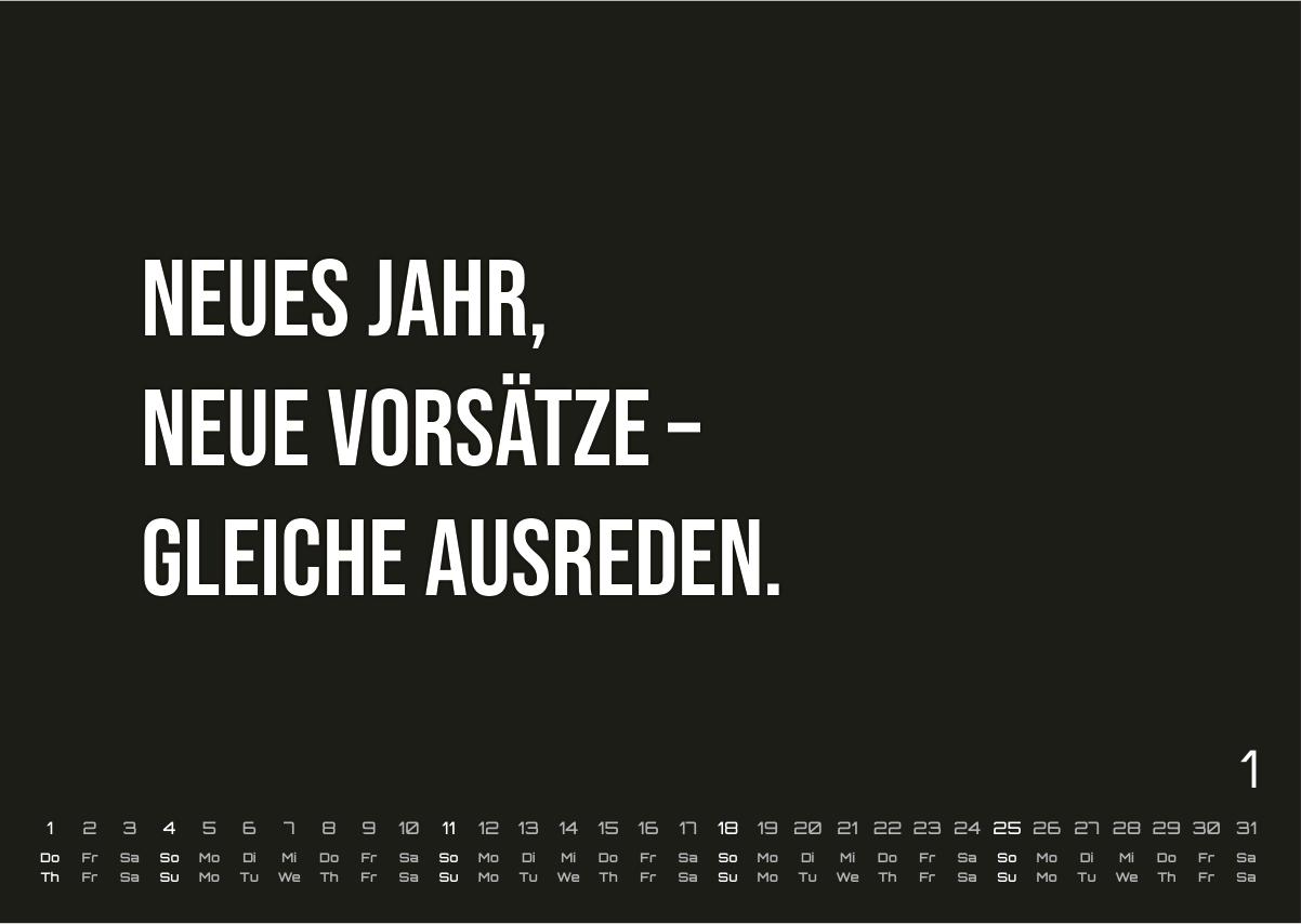 Beispielinhalt (Bild) DEMOTIVATION 2026 - dein demotivierender Begleiter - Kalender DIN A3
