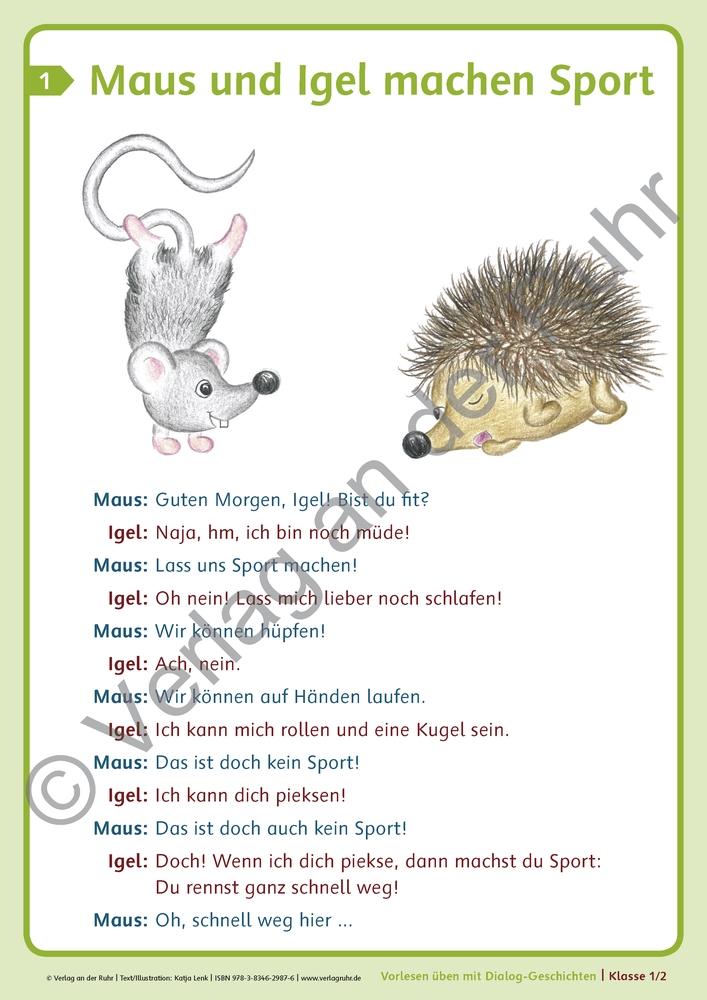 Beispielinhalt (Bild) Vorlesen üben mit Dialog-Geschichten – Klasse 1/2