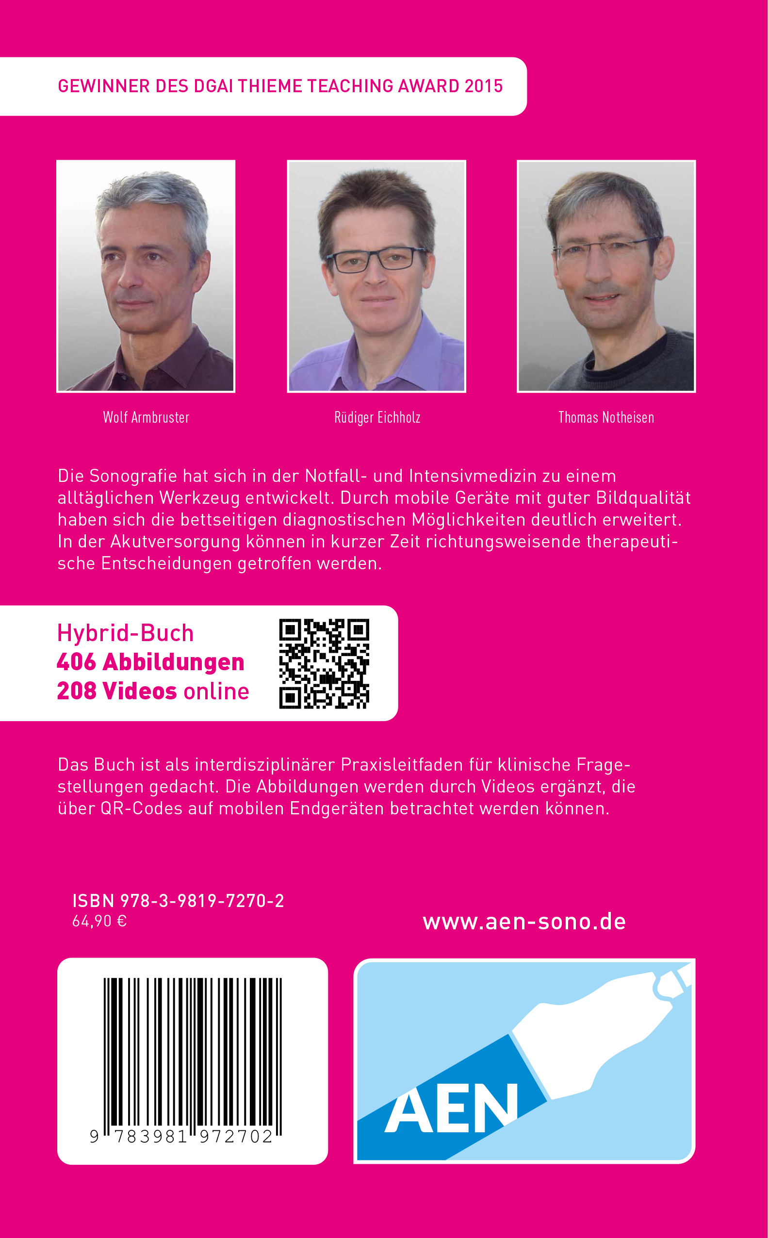 Rückseitencover Ultraschall in der Intensiv- und Notfallmedizin