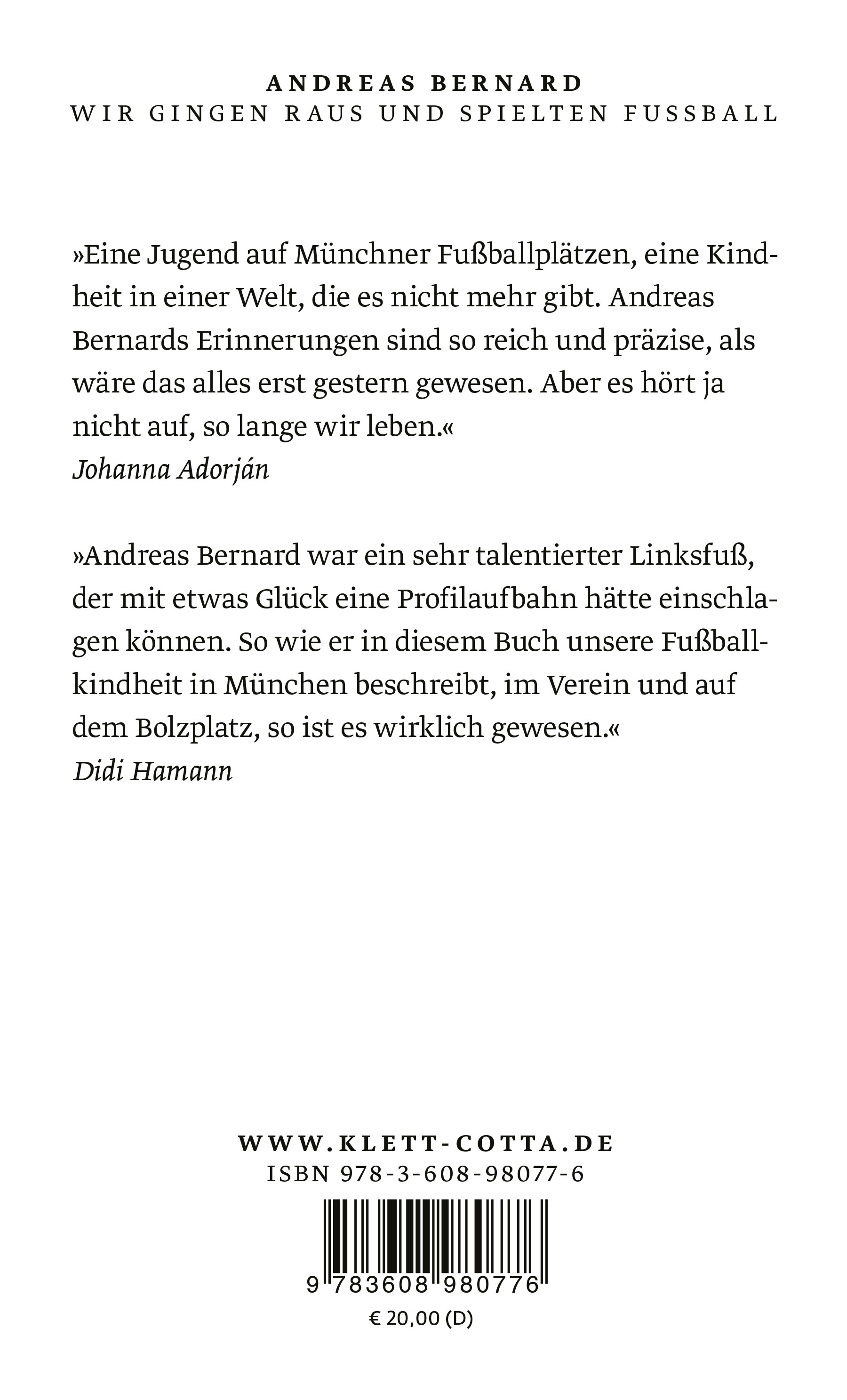 Rückseitencover Wir gingen raus und spielten Fußball
