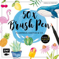 Vorderes Coverbild 50 x Brush Pen – Flamingo, Kaktus und Co.