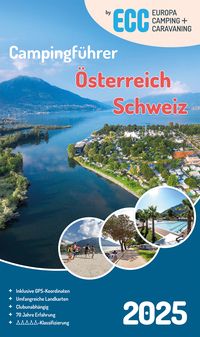 Vorderes Coverbild ECC Campingführer Österreich / Schweiz 2025
