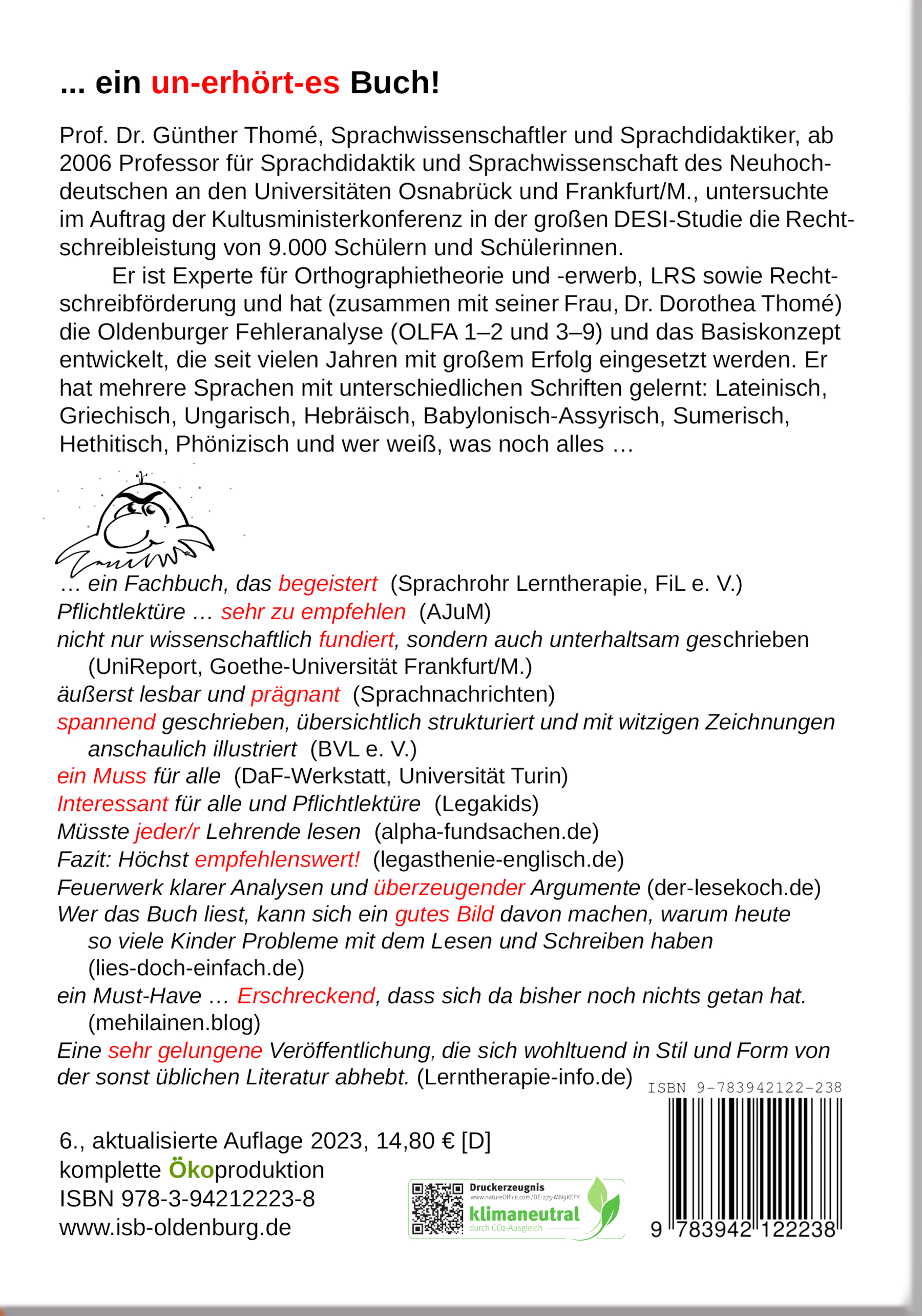 Rückseitencover Abc und andere Irrtümer über Orthographie, Rechtschreiben, LRS/Legasthenie