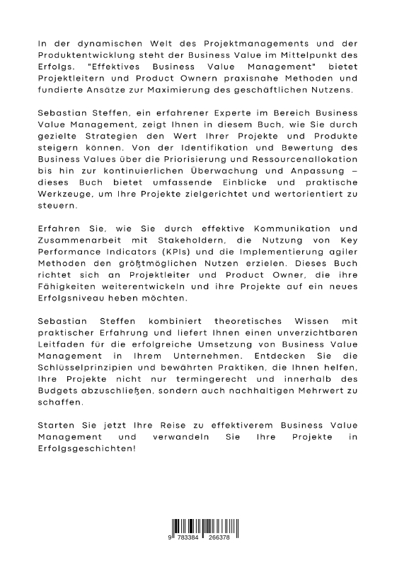 Rückseitencover Effektives Business Value Management
