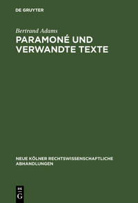Vorderes Coverbild Paramoné und verwandte Texte