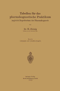 Vorderes Coverbild Tabellen für das pharmakognostische Praktikum