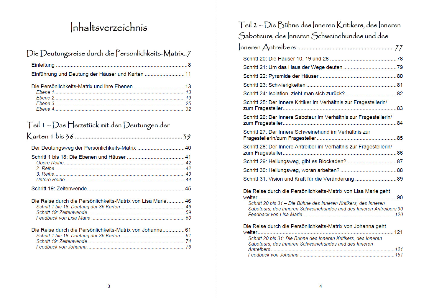 Beispielinhalt (Bild) Die Deutung der Persönlichkeits-Matrix mit Lenormandkarten