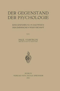 Vorderes Coverbild Der Gegenstand der Psychologie
