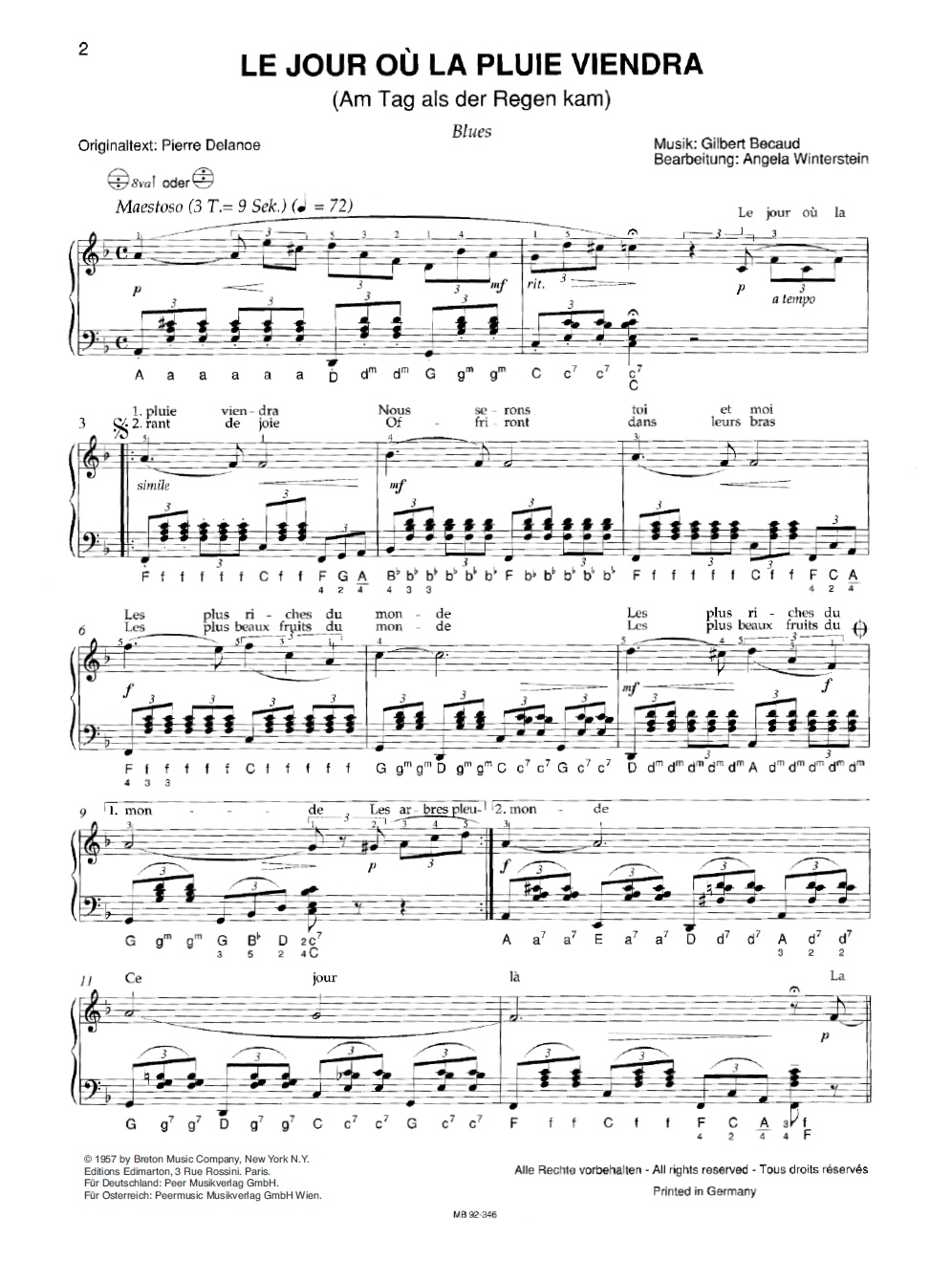 Beispielinhalt (Bild) Zwanzig französische Chansons für Akkordeon