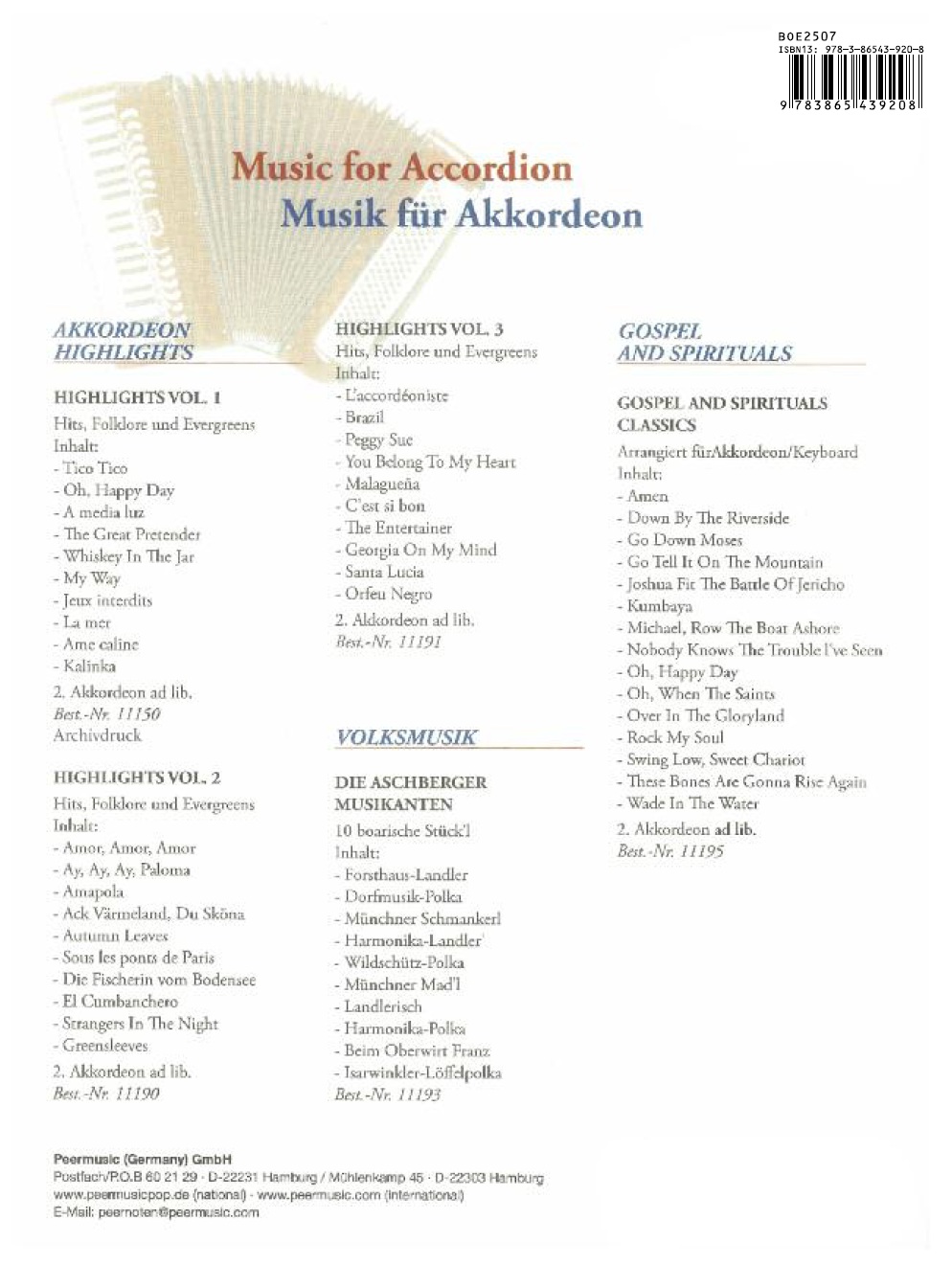 Rückseitencover Zwanzig französische Chansons für Akkordeon