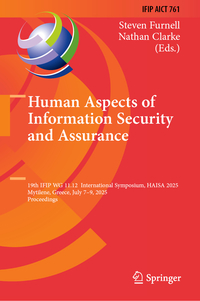 Vorderes Coverbild Human Aspects of Information Security and Assurance