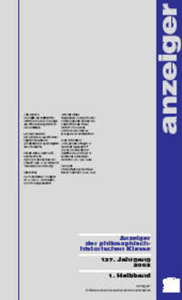 Vorderes Coverbild Anzeiger der philosophisch-historischen Klasse der Österreichischen... / Anzeiger der philosophisch-historischen Klasse der Österreichischen...