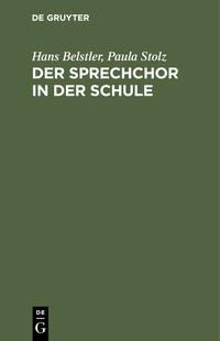 Vorderes Coverbild Der Sprechchor in der Schule