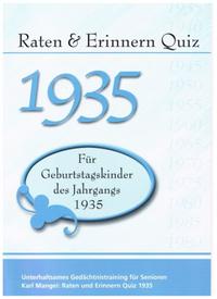 Vorderes Coverbild Raten und Erinnern Quiz 1935